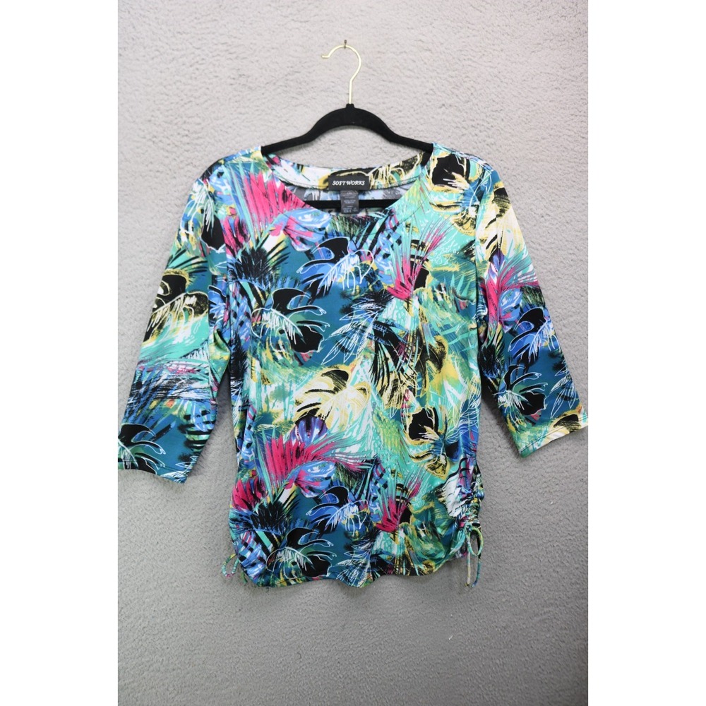 Soft Works 3/4 Sleeve Art to Wear Tunic-Size Large-Artsy-BOHO-Silky